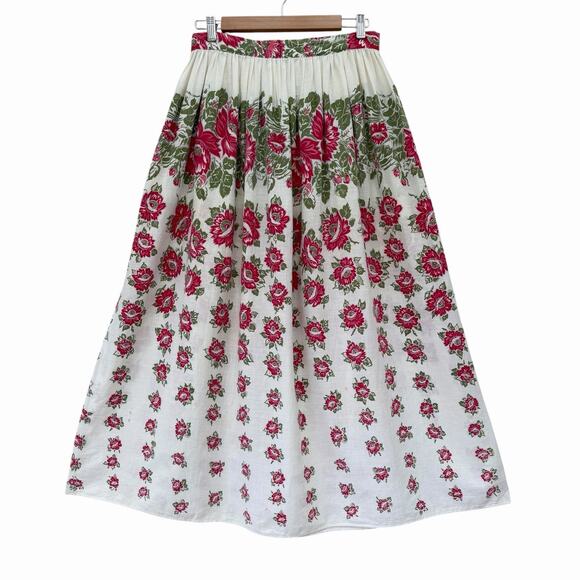 Dresses & Skirts - Vintage 60’s Pleated Floral Cotton Skirt, 28”